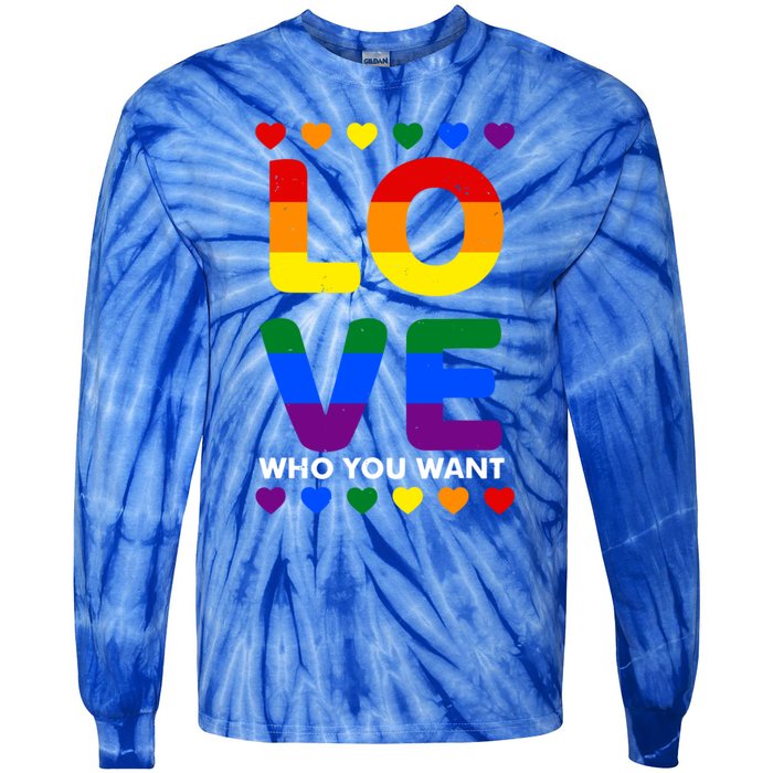 Love Who You Want Pride Lgbt Equivalent Gift Tie-Dye Long Sleeve Shirt