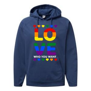 Love Who You Want Pride Lgbt Equivalent Gift Performance Fleece Hoodie