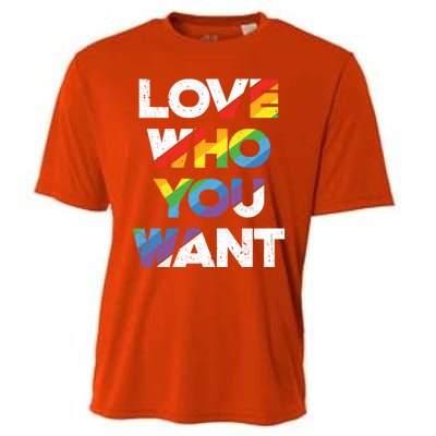 Love Who You Want Rainbow Lgbtq Gay Rights Equality Gift Cooling Performance Crew T-Shirt