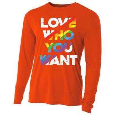 Love Who You Want Rainbow Lgbtq Gay Rights Equality Gift Cooling Performance Long Sleeve Crew