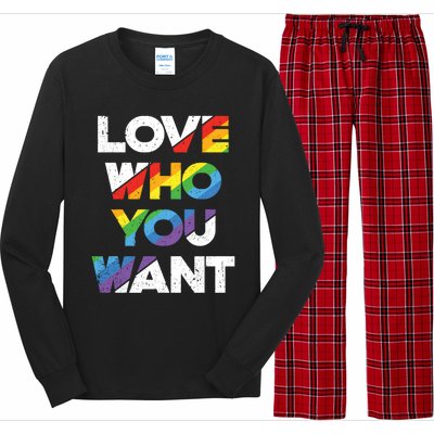 Love Who You Want Rainbow Lgbtq Gay Rights Equality Gift Long Sleeve Pajama Set