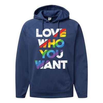 Love Who You Want Rainbow Lgbtq Gay Rights Equality Gift Performance Fleece Hoodie