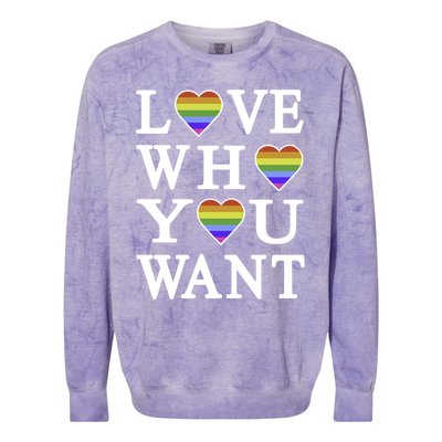 Love Who You Want Rainbow Pro Gay Hu Equality Gift Colorblast Crewneck Sweatshirt