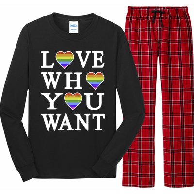 Love Who You Want Rainbow Pro Gay Hu Equality Gift Long Sleeve Pajama Set