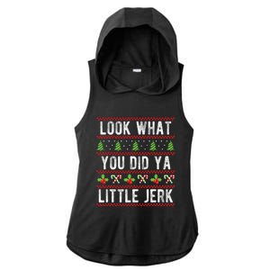 Look What You Did Ya Little Jerk Christmas Holiday X-mas Ladies PosiCharge Tri-Blend Wicking Draft Hoodie Tank