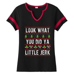 Look What You Did Ya Little Jerk Christmas Holiday X-mas Ladies Halftime Notch Neck Tee