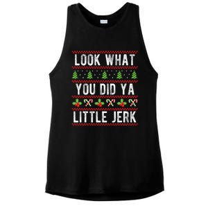 Look What You Did Ya Little Jerk Christmas Holiday X-mas Ladies PosiCharge Tri-Blend Wicking Tank