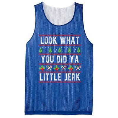 Look What You Did Ya Little Jerk Christmas Holiday X-mas Mesh Reversible Basketball Jersey Tank