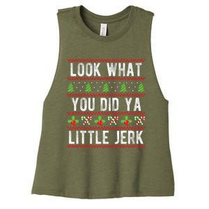 Look What You Did Ya Little Jerk Christmas Holiday X-mas Women's Racerback Cropped Tank