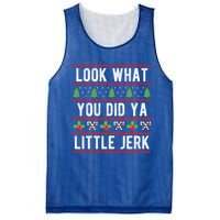 Look What You Did Ya Little Jerk Christmas Holiday Xmas Cool Gift Mesh Reversible Basketball Jersey Tank