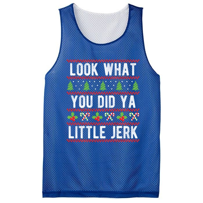 Look What You Did Ya Little Jerk Christmas Holiday Xmas Cool Gift Mesh Reversible Basketball Jersey Tank