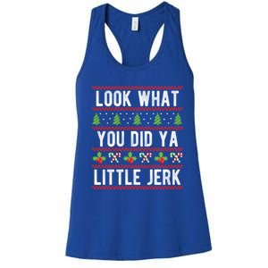 Look What You Did Ya Little Jerk Christmas Holiday Xmas Cool Gift Women's Racerback Tank