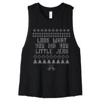 Look What You Did You Little Jerk Christmas Sweater Women's Racerback Cropped Tank