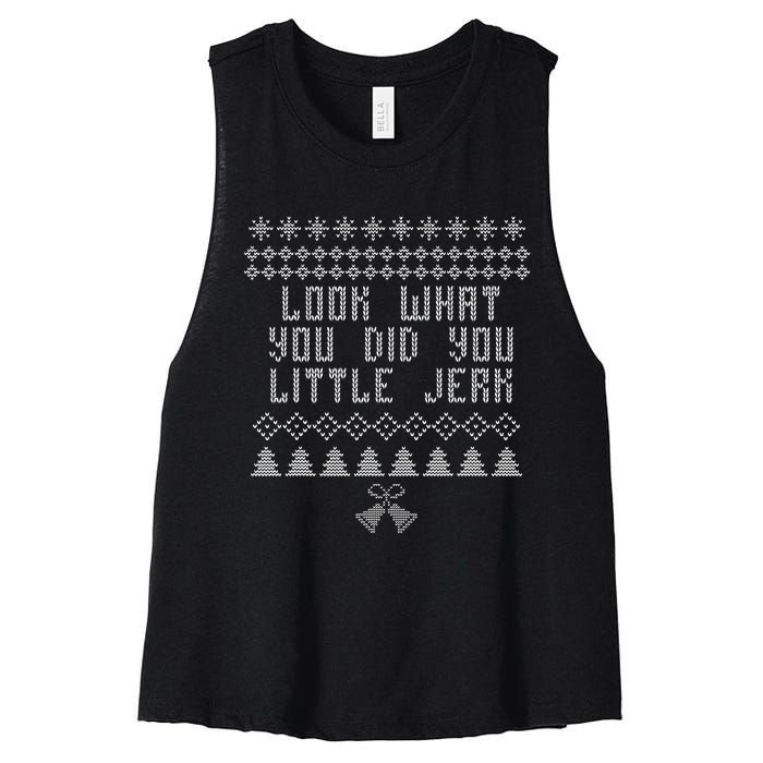 Look What You Did You Little Jerk Christmas Sweater Women's Racerback Cropped Tank