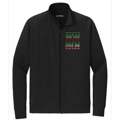 Look What You Did Ya Little Jerk Fun Xmas Ugly Christmas Gift Stretch Full-Zip Cadet Jacket