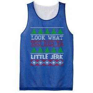 Look What You Did Ya Little Jerk Fun Xmas Ugly Christmas Gift Mesh Reversible Basketball Jersey Tank