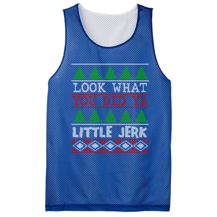 Look What You Did Ya Little Jerk Fun Xmas Ugly Christmas Gift Mesh Reversible Basketball Jersey Tank