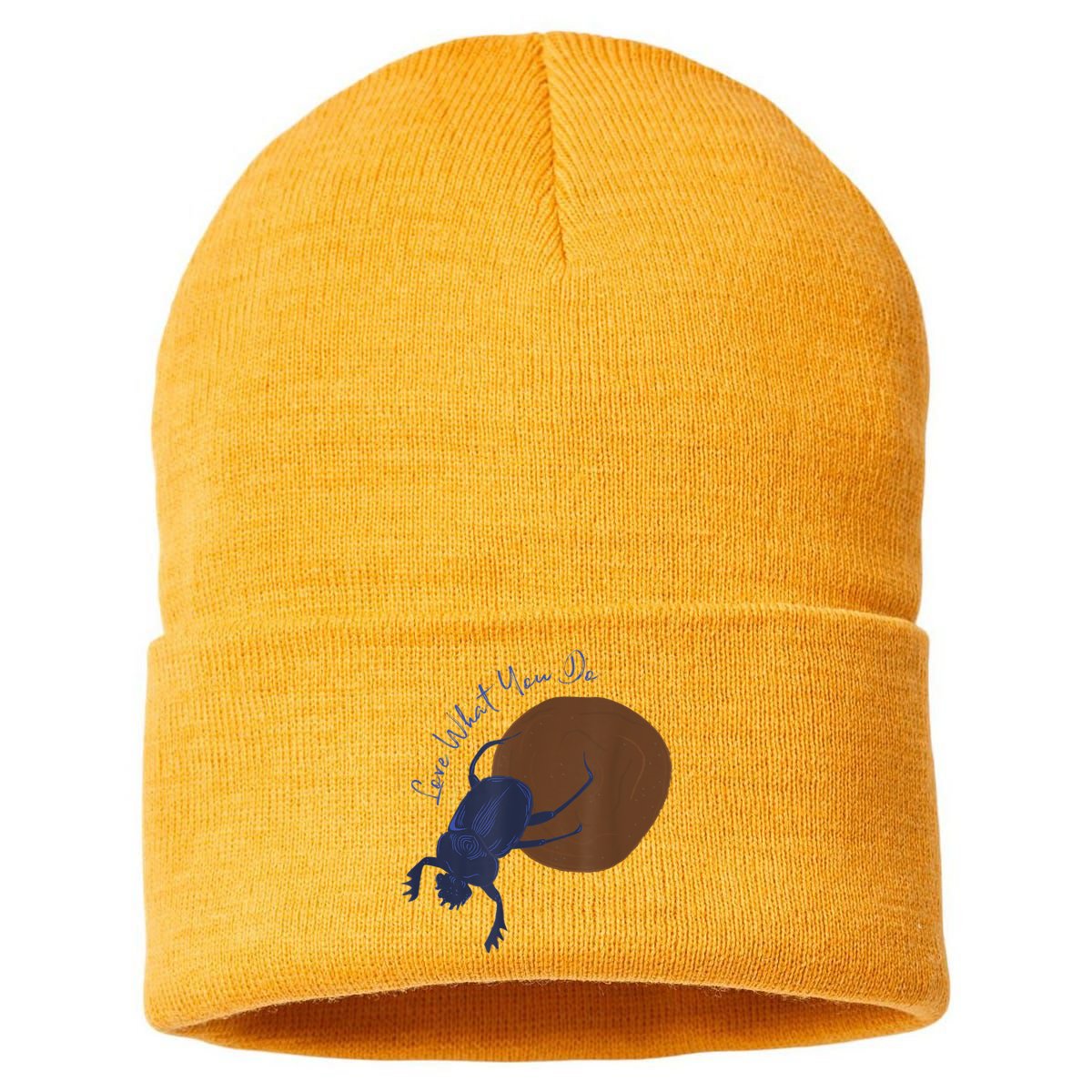Love What You Do Funny Dung Beetle Bug Sustainable Knit Beanie