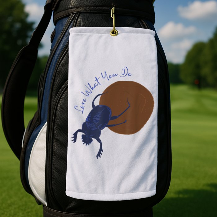 Love What You Do Funny Dung Beetle Bug Golf Towel