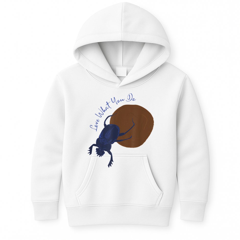 Love What You Do Funny Dung Beetle Bug Kids Hoodie