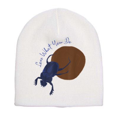 Love What You Do Funny Dung Beetle Bug Short Acrylic Beanie