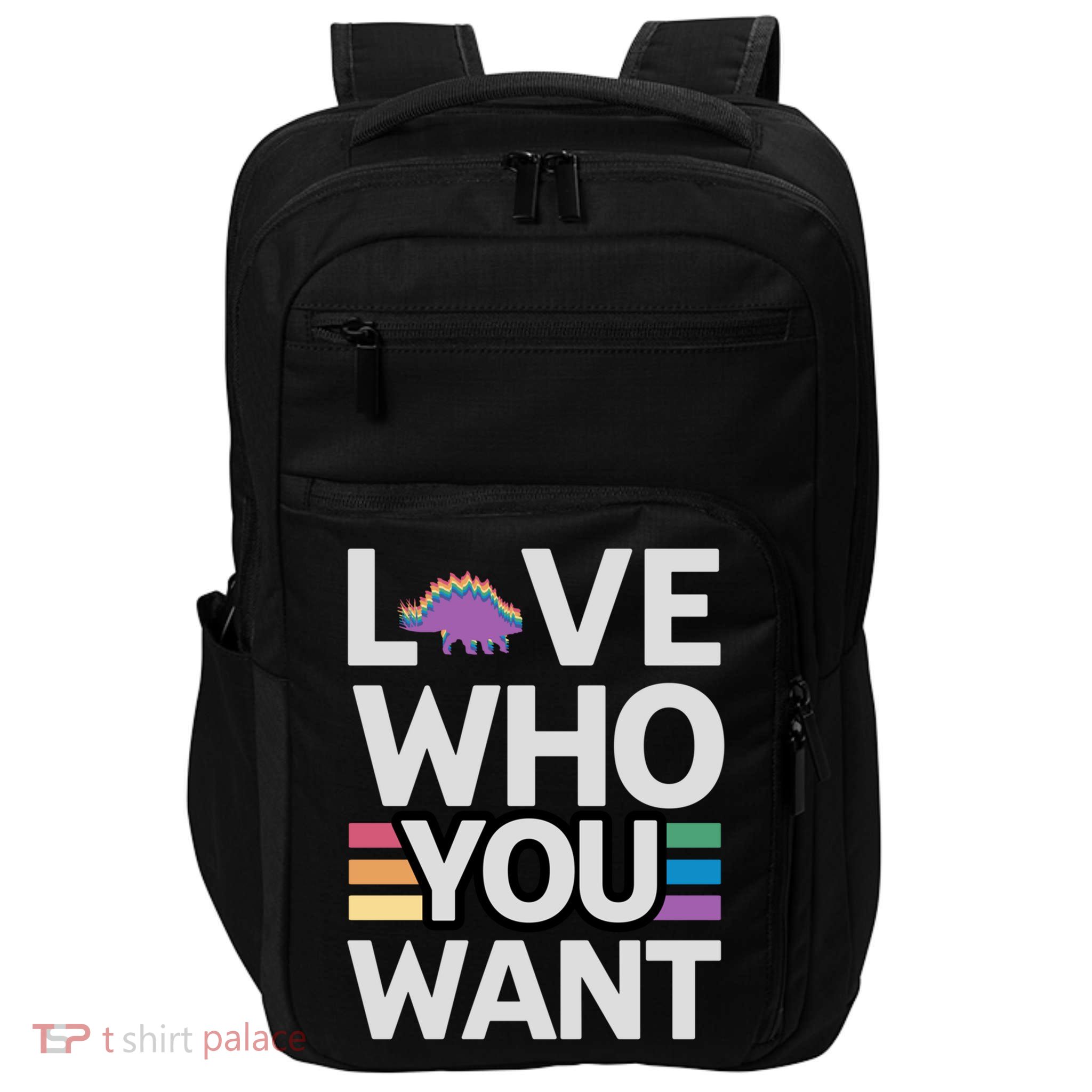 Love Who You Want Stegosaurus Lgbtq Dinosaur Lover Funny Gift Impact Tech Backpack