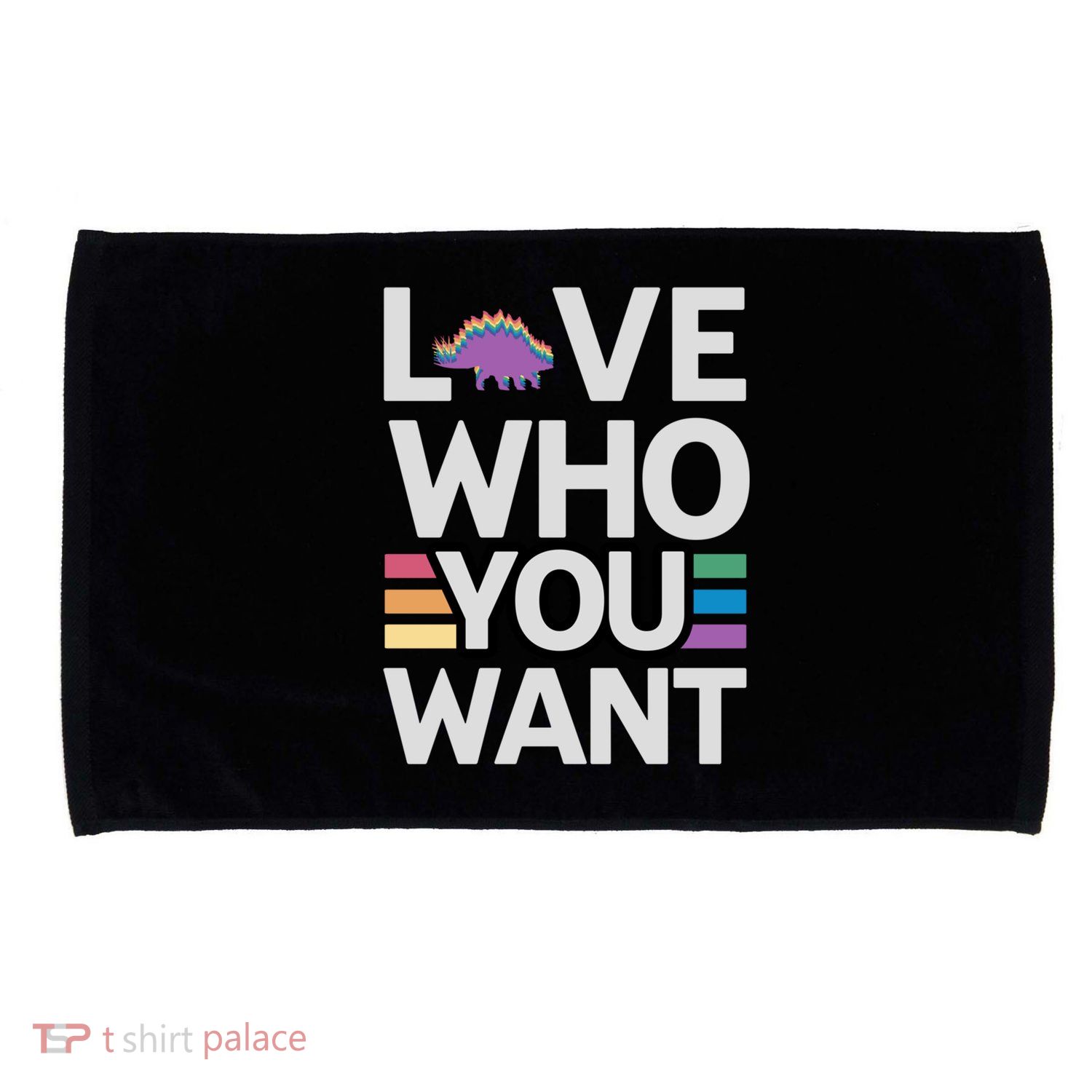 Love Who You Want Stegosaurus Lgbtq Dinosaur Lover Funny Gift Microfiber Hand Towel