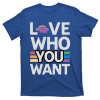 Love Who You Want Stegosaurus Lgbtq Dinosaur Lover Funny Gift T-Shirt