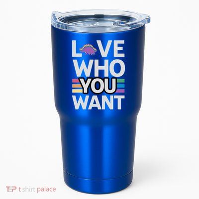 Love Who You Want Stegosaurus Lgbtq Dinosaur Lover Funny Gift Tumbler
