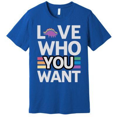 Love Who You Want Stegosaurus Lgbtq Dinosaur Lover Funny Gift Premium T-Shirt