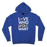 Love Who You Want Stegosaurus Lgbtq Dinosaur Lover Funny Gift Tall Hoodie