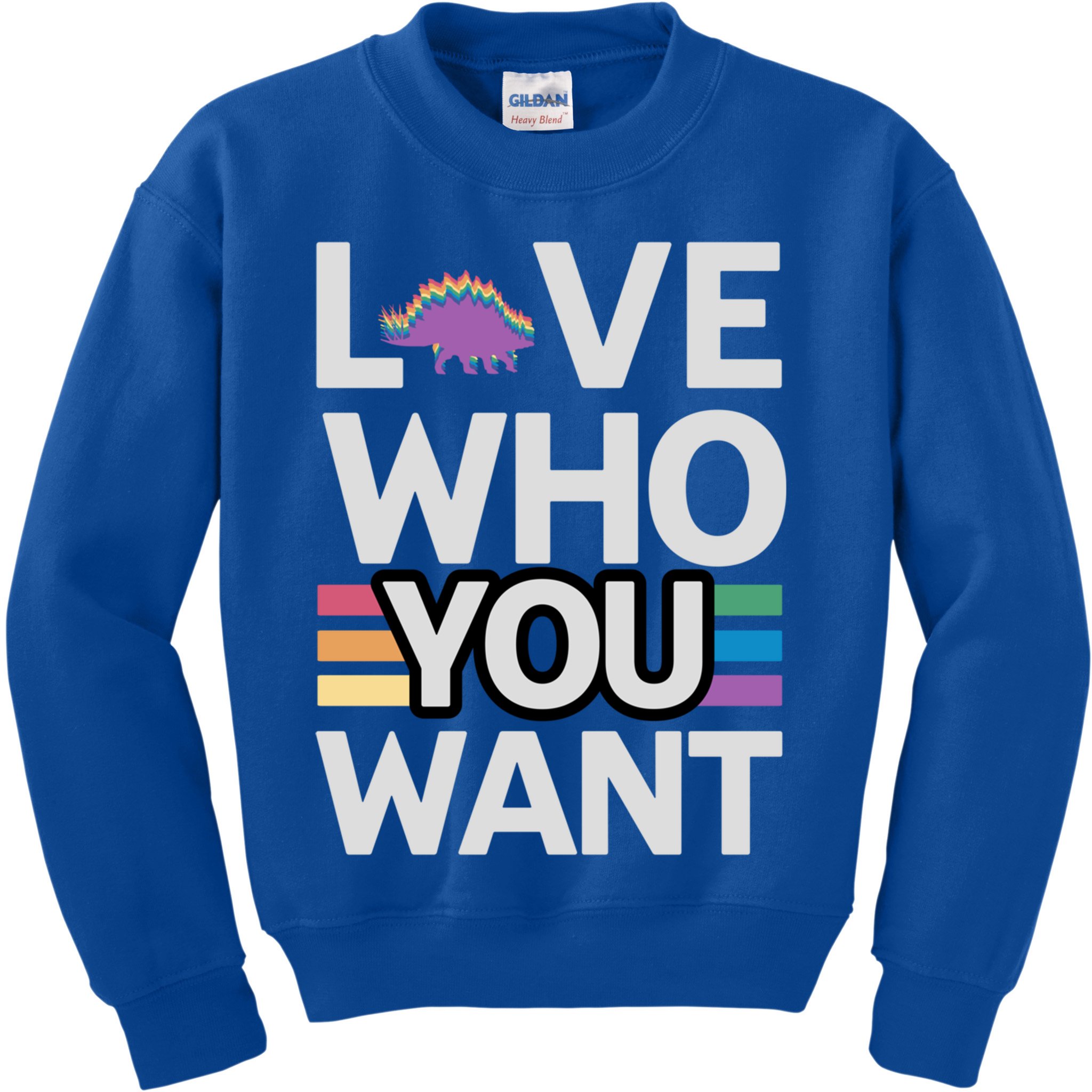 Love Who You Want Stegosaurus Lgbtq Dinosaur Lover Funny Gift Kids Sweatshirt
