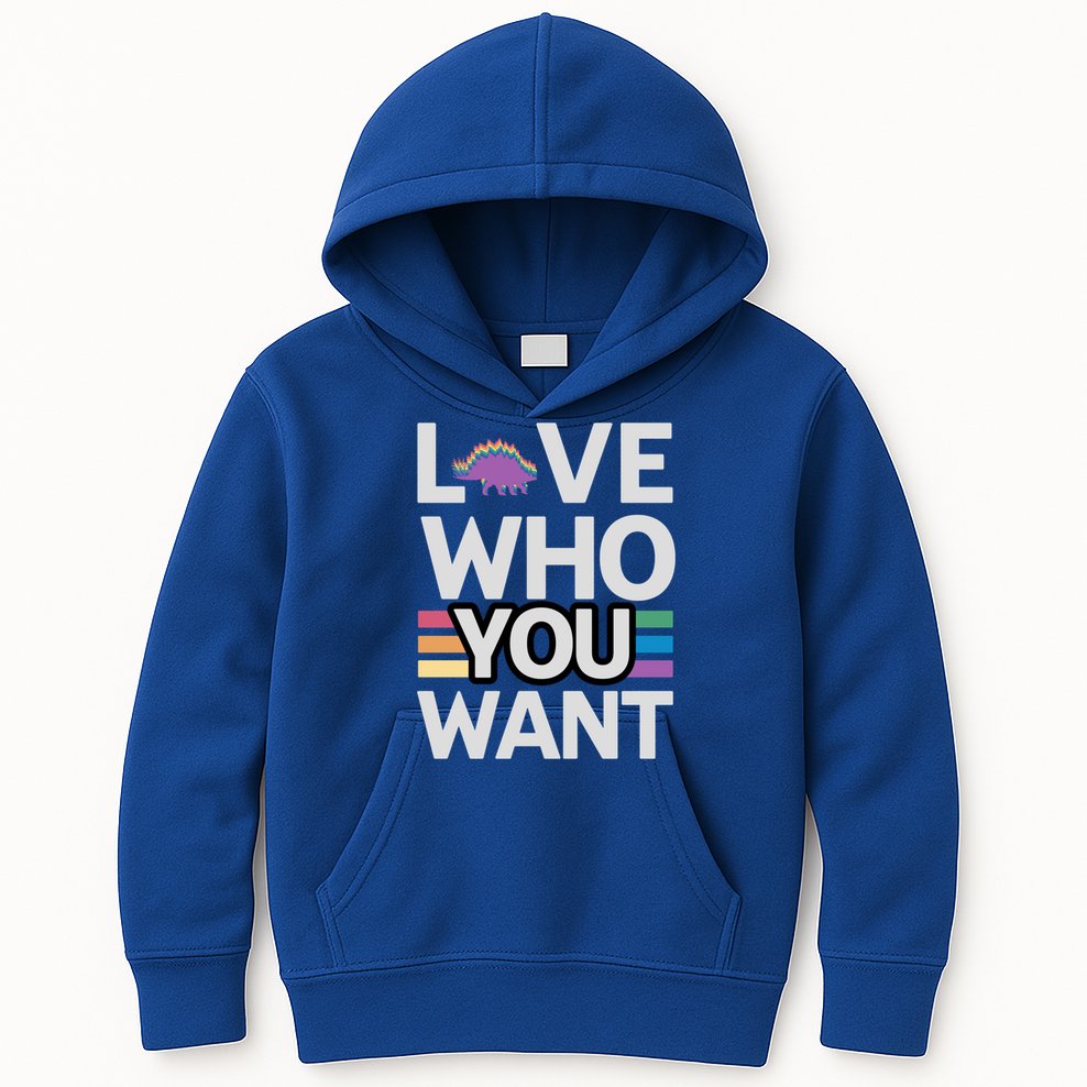 Love Who You Want Stegosaurus Lgbtq Dinosaur Lover Funny Gift Kids Hoodie