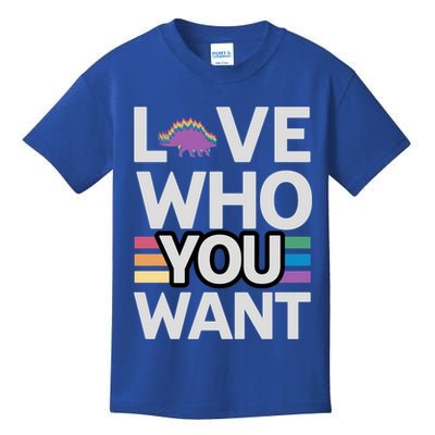 Love Who You Want Stegosaurus Lgbtq Dinosaur Lover Funny Gift Kids T-Shirt