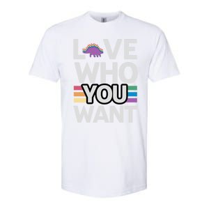 Love Who You Want Stegosaurus Lgbtq Dinosaur Lover Funny Gift Softstyle CVC T-Shirt