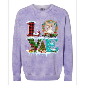 Love Xmas Chihuahua Christmas Lights Santa Reindeer Dog Gift Colorblast Crewneck Sweatshirt