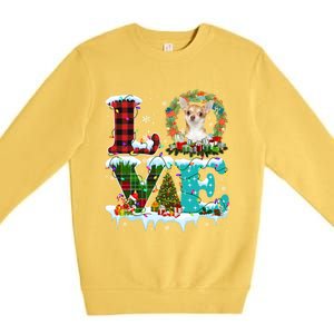 Love Xmas Chihuahua Christmas Lights Santa Reindeer Dog Gift Premium Crewneck Sweatshirt