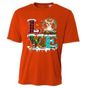 Love Xmas Chihuahua Christmas Lights Santa Reindeer Dog Gift Cooling Performance Crew T-Shirt