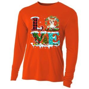 Love Xmas Chihuahua Christmas Lights Santa Reindeer Dog Gift Cooling Performance Long Sleeve Crew