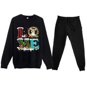 Love Xmas Chihuahua Christmas Lights Santa Reindeer Dog Gift Premium Crewneck Sweatsuit Set