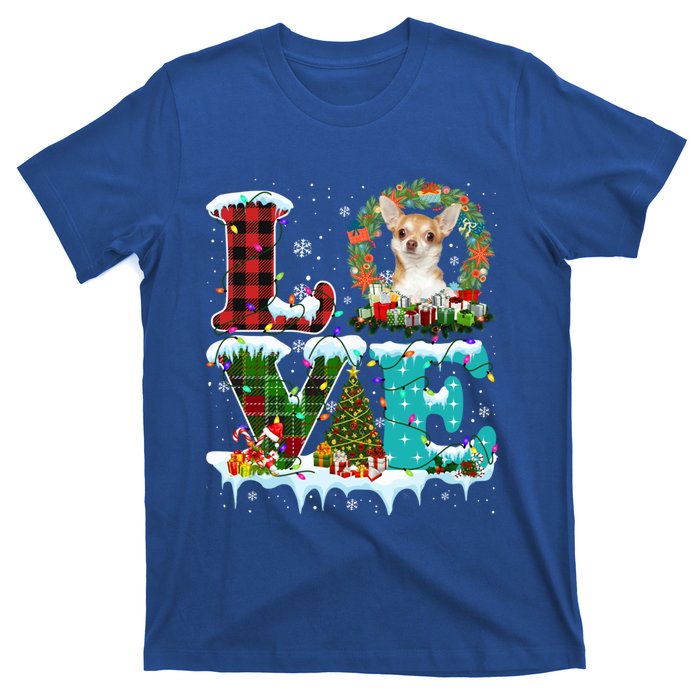 Love Xmas Chihuahua Christmas Lights Santa Reindeer Dog Gift T-Shirt