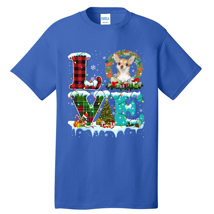 Love Xmas Chihuahua Christmas Lights Santa Reindeer Dog Gift Tall T-Shirt