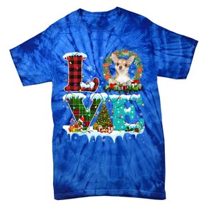 Love Xmas Chihuahua Christmas Lights Santa Reindeer Dog Gift Tie-Dye T-Shirt