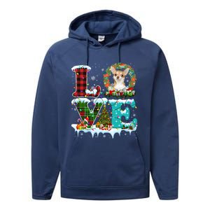 Love Xmas Chihuahua Christmas Lights Santa Reindeer Dog Gift Performance Fleece Hoodie