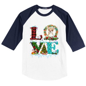 Love Xmas Chihuahua Christmas Lights Santa Reindeer Dog Gift Baseball Sleeve Shirt