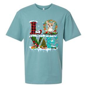 Love Xmas Chihuahua Christmas Lights Santa Reindeer Dog Gift Sueded Cloud Jersey T-Shirt