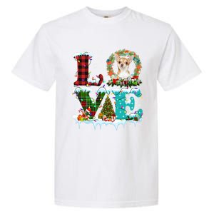 Love Xmas Chihuahua Christmas Lights Santa Reindeer Dog Gift Garment-Dyed Heavyweight T-Shirt