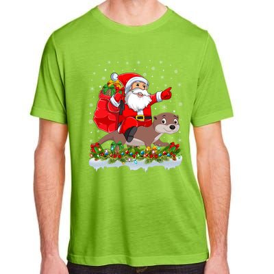 Lighting Xmas Funny Santa Claus Riding Otter Christmas Funny Gift Adult ChromaSoft Performance T-Shirt