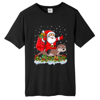 Lighting Xmas Funny Santa Claus Riding Otter Christmas Funny Gift Tall Fusion ChromaSoft Performance T-Shirt