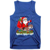 Lighting Xmas Funny Santa Claus Riding Otter Christmas Funny Gift Tank Top